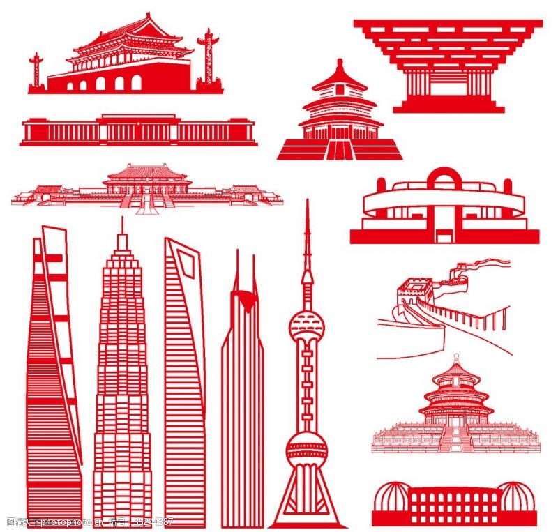 中國(guó)地標(biāo)建筑與焦油條 傳統(tǒng)與現(xiàn)代的建筑融合